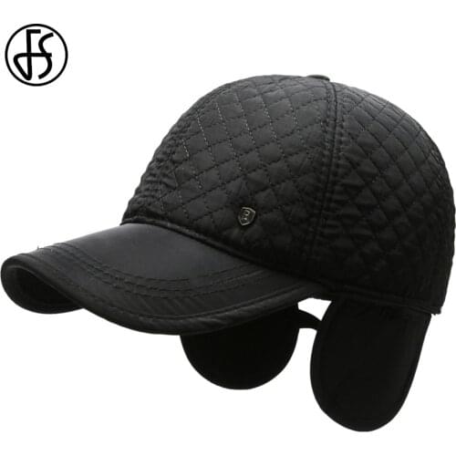 FS 2021 High Quality Cotton Earflap Baseball Cap For Men Women Ear Protection Plaid Grandpa Dad Hat Warm Windproof Winter Hat