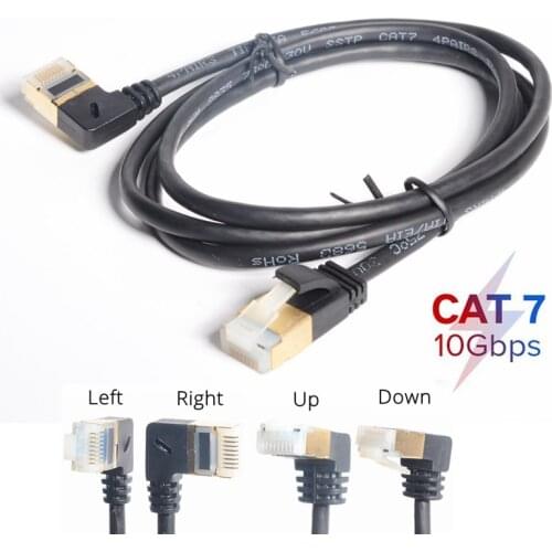 Ethernet Thin Cable RJ45 Cat7 Lan Ultra Slim Cable UTP RJ45 Network Cable for Cat6 Compatible Patch Cord 90 Degree Right Angle