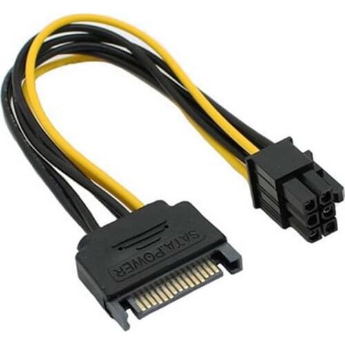 15pin SATA Power To 6pin PCI Express graphics Video Card Power socket Cable