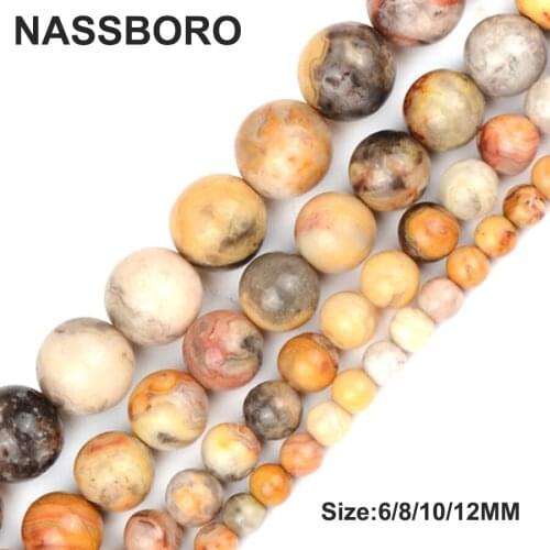 Top Quality Crazy Agates Natural Stone Beads Round Loose Balls Rondelle Spacer Bracelet Jewelry Making DIY Wholesale 6/8/10/12MM