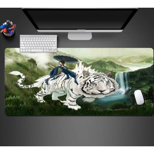 Bloody Tiger And Girl Cool Mouse Pad High Quality Selling Non-slip Large Lock Rubber Pad Laptop Game Mouse Pad For Gamers Mats
