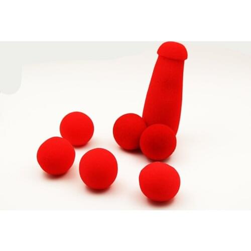 1 Set Small Sponge Brother Magic Tricks 4pcs Red Sponge Balls Funny Gadgets Street Stage Close Up Magic Tricks Magician Joke Pen