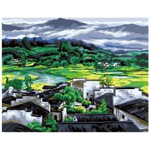 MaHuaf-X274 Frameless Mountain area DIY Painting By Numbers Acrylic Picture Wall Art Canvas Painting Hand Painted Home Decor