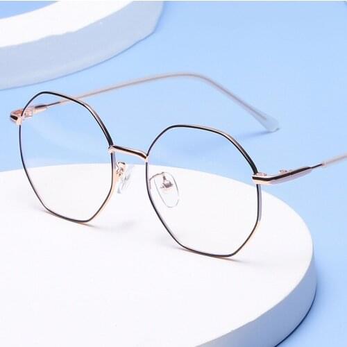 Fashion Gold Glasses Frame Women Alloy Round Computer Blue Light Eyeglass Frame Gaming Eyewear Girl Eyeglasses