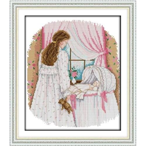 Baby Baby and Moms Bedroom Warm Screen Handmade Cross Stitch Kit Great Mother Love Manual Embroidery Decorative Painting