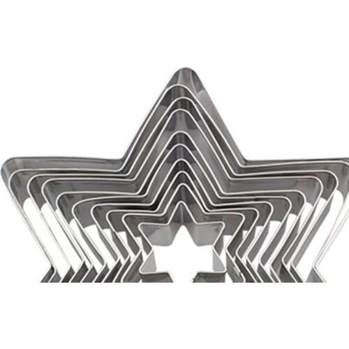 W3JA Star Cookie Cutter Set 10 Piece Stainless Steel Six pointed Star Shapes Molds