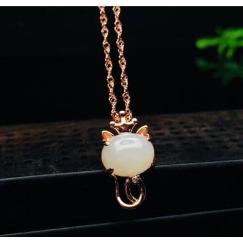 Natural Hetian Jade Pendant Necklace Fashion Accessories Charm Jewellery Carved Amulet Gifts for Women Men Silver Jewelry