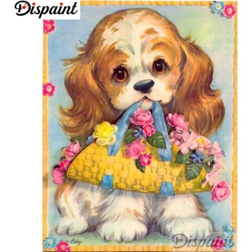 Dispaint Full Square/Round Drill 5D DIY Diamond Painting "Animal dog flower" 3D Embroidery Cross Stitch Home Decor Gift A17224