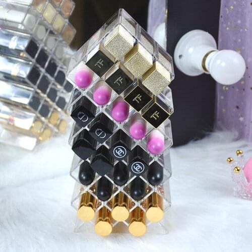 New Vertical Lipstick Stand 28 Grid Vertical Lip Glaze Storage Display Stand Transparent Fish-shaped Lipstick Storage Box
