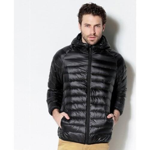 Autumn and Winter Mens Fine Quality Thin and Light Casual Hooded Down Jackets Premium Brand Comfortable Men Down Coats