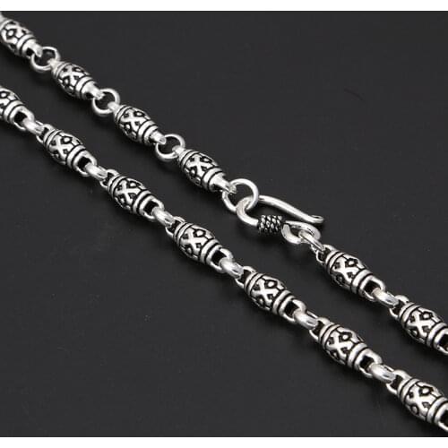 S925 sterling silver mens and womens necklace retro style popular Thai silver bamboo personality Necklace for men and women
