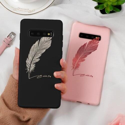 Silicone Phone Case For Coque Samsung Galaxy S10 S20 Ultra S9 S8 Plus A51 A71 A40 A50 A70 A41 A31 A21S M31 M11 Feather Case