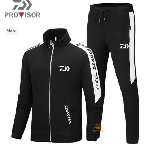 Daiwa Fall Mens and Womens Casual Fishing Two-Piece Set Outdoor Sports Hiking Fashion Cotton Jacket Trousers