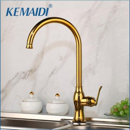 KEMAIDI Luxury Gold Kitchen Faucet Gold Brass for Cold and Hot Mixer Tap Sink Faucet Vegetable Washing Basin Brushed Brass