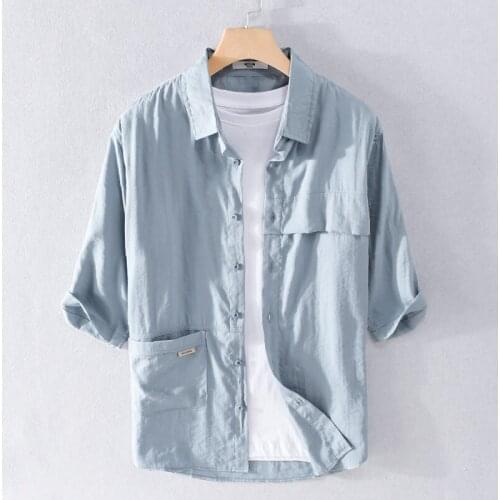 Italy new style Suehaiwes brand cotton shirt men fashion half-sleeved solid comfortable shirts for men tops clothes camisa