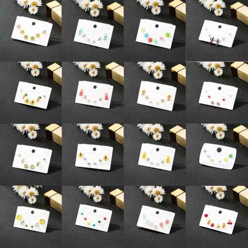 Earrings For Women Earring 2020 New Trendy Cute Christmas Gift Flower Fruit Heart Stud Earrings Set for Girl Wedding Party Gift