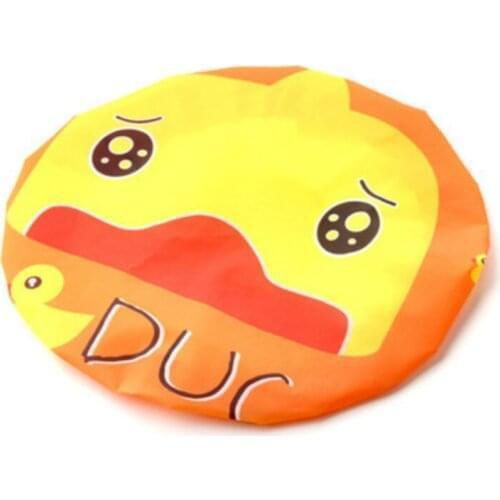 1pcs Duck Cartoon Shower Cap Women Hat for Baths and Saunas Lace with Elastic Band Spa Cap for Women and Children Protective Cat