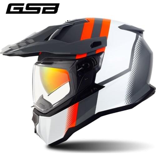 GSB XP-22 Motocross Detachable Rally Off-road Motorcyle Helmet Chrome Red Sun Visor Man Woman Racing Capacete Casco