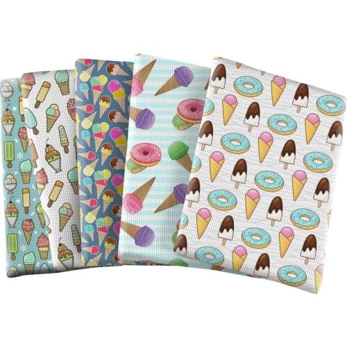 Summer Ice Cream Popsicle Print Bullet Fabric Textured Liverpool DIY Bag Tablecloth Chair Cover Sewing Quilting Fabrics 50*145cm