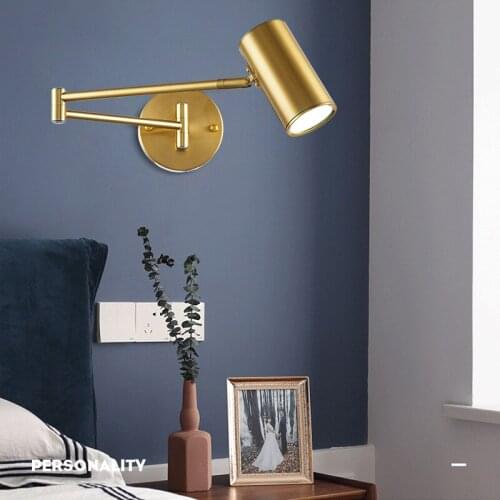 Post-modern Personality Double-section Rocker Wall Lamp Bedroom Bedside Study Corridor LED Adjustable Simple Wall Sconce Lights