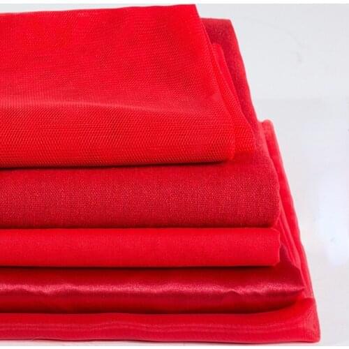Red 100% Cotton Satin Fabric for Clothes Dress Sewing Bed Pillow Cover Tablecloth Curtain DIY Manual Toy Decoration Gauze Cloth