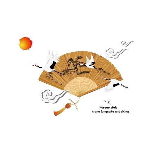 Traditional Chinese Style White Crane Wall Stciker Korean Style Home Decal Stickers Wall Decor DIY Vintage Poster Wallpaper