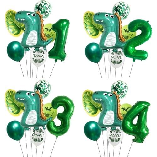 32 inch Green Number Dinosaur Foil Balloons Dinosaur Party Theme Birthday Jungle Party Decoration Happy Birthday Decor for Kids