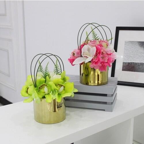 Top Quality Orchid flower Hydrangea simulation Small bonsai set Artificial plant flowers Green plant pot wedding Home Decoration