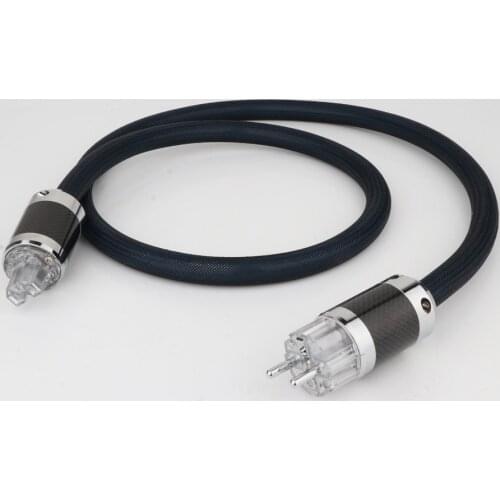 YTER SPX-28 OFC Silver Plated hifi power cable, Carbon fiber Rhodium plated AC EU AU US power plug Power cord, Power line CD