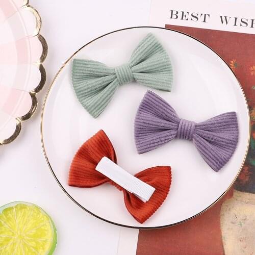 20Colors/lot 2.9Inch Solid Hair Bows Hair Clips For Girls New Handmade Bowknot With Clips Headwear Kids Hair Accessories