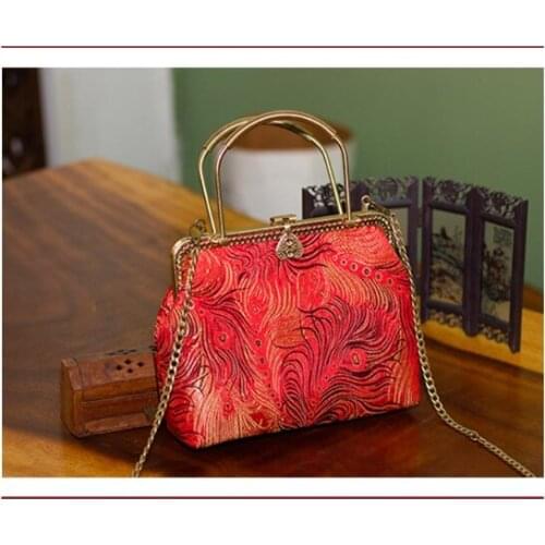 Angelatracy 2020 New Jacquard Golden Luxury Handbags Women Bags Designer Red Women Messenger Bags Hand Bag Bride bolsa feminina