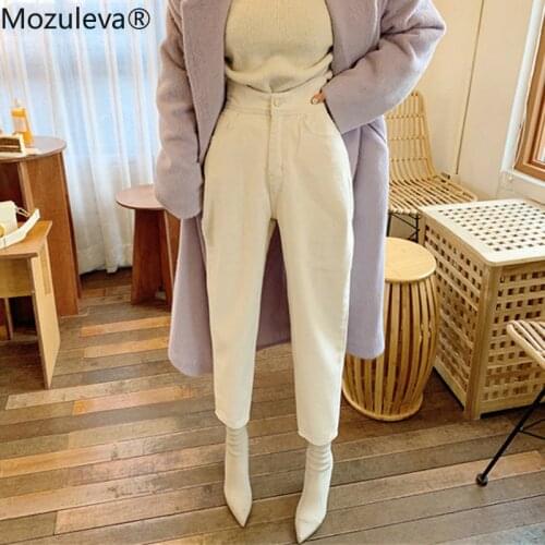 Mozuleva Women Wide Leg Jeans Pants Fashion Casual High Waist Loose White Denim Jeans Female Buttons Trousers Spring 2020