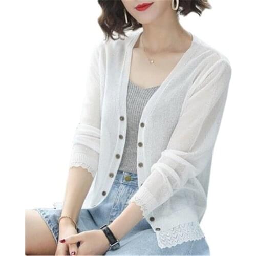 New 2021 Autumn Summer Cardigan Women Hollow Out Shawl Knitted Sweater Female Cardigans Women Thin Jacket Coat Ladies Tops