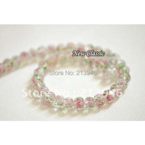 10*8MM 96Pcs/Lot White Inner Flower Crystal Rondelle Lampwork Glass Bead Jewelry Beads Component Fittings