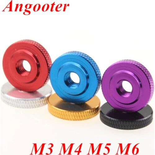 10pcs M3 M4 M5 M6 Step thin Hand Nut Knurled Aluminum Thumb nut for Locking airflame aluminum alloy Handnut Multi-color