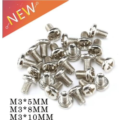 100PCS Self Tapping Screws M3 Carbon Steel Laptop Computer Philips Cross Round Head Self Tapping Screw Bolts M3*5/8/10MM