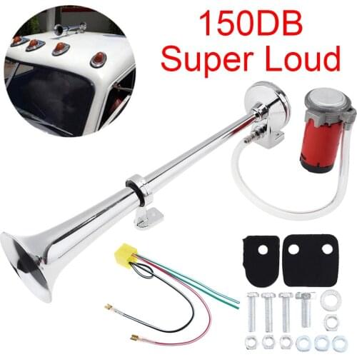 12V 17 Inch 150dB Super Loud Car Truck Single Trumpet Air Horn Kits with Compressor for Truck Lorry Boat Train Automobiles