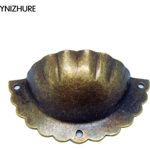 20pcs 70 * 36mm Direct Selling Special Offer Knob Puxadores Kids Drawer Metal Shell Handle Retro Medicine Cabinet 3-hole