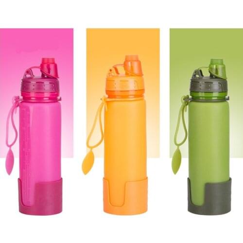 2018 Sport Mini Silicone Water Bottle Portable Folding Bottle for Water Sports Bike Bicycle Travel Collapsible Bottle Drinkware
