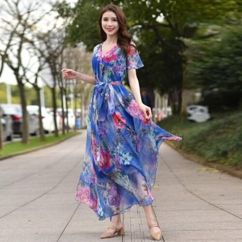 2021 New Flowy Bohemian Floral Long Plus Size Summer Wedding Guest Beach Holiday Floryday Maxi Dress V Neck Bridesmaid Sundre