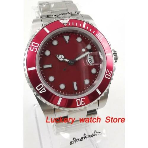40mm no logo red dial Luminous saphire glass;red Bezel SUB Automatic movement mens watch-BA39