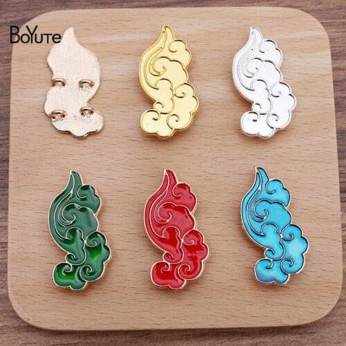 BoYuTe (20 Pieces/Lot) 18*37MM Dripping Oil Clouds with 4 Loops at Back Factory Supply Handmade DIY Alloy Jewelry Accessories