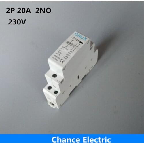CHUX CT1-25 20A 2P 230v 50/ 60HZ 2NO Din rail Household AC Contactor