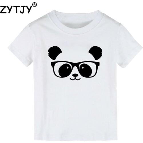 Nerdy panda Print Kids tshirt Boy Girl t shirt For Children Toddler Clothes Funny Tumblr Top Tees CZ-111