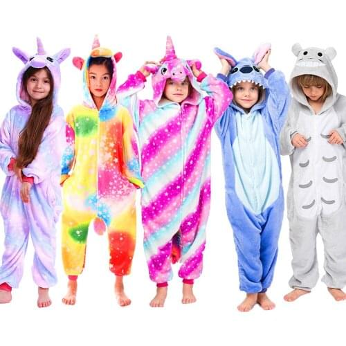 Onesies Kids Unicorn Totoro Onesies Winter Stitch Onesies Girls Boys Sleepwear Animal Pajamas Sets Children Cute Cartoon Pyjamas