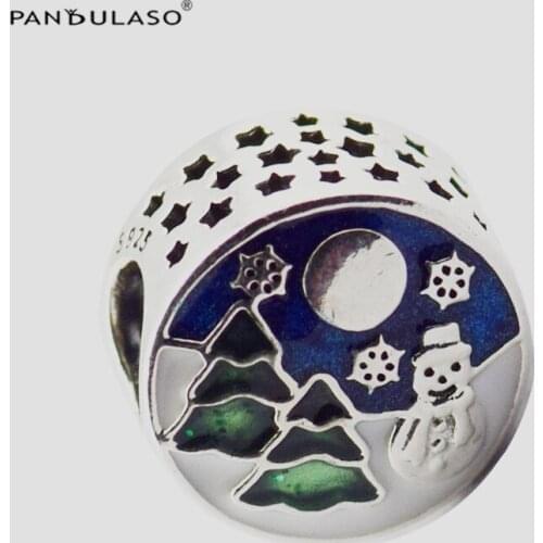 DIY Beads For Jewelry Making Snowy Wonderland Charm Silver Enamel Woman Beads For Original 925 Silver Bracelets Christmas Gift