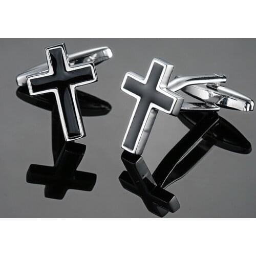 DY The new high quality enamel craft black cross Cufflinks fashion Mens French shirt Cufflinks free shipping