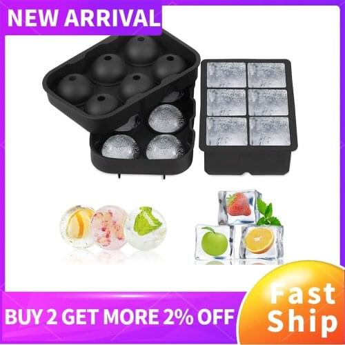 Large Size 6 Cell Ice Ball Mold Silicone Ice Cube Trays Whiskey Ice Ball Maker 6 Silicone Molds Maker For Party Bar Summer