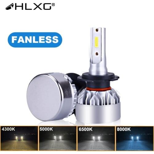 Hlxg mini H7 H4 LED 12000LM LED H11 Fanless 9012HIR2 H13 9007 H8 H1 H3 9005 9006 Auto Car Headlight Bulb 6500K 4300K 8000K 5000K