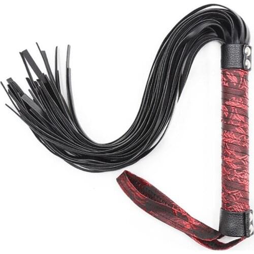 China red PU Leather Whip With Lashing Handle Spanking Paddle Scattered Whip Knout Flirting Erotic Sex Toys for SM Adult Games